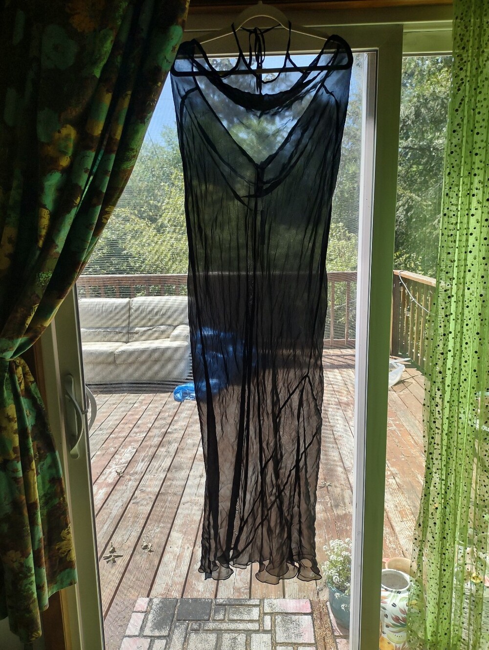 SKIMS Black Sheer Backless Silk Slip Dress